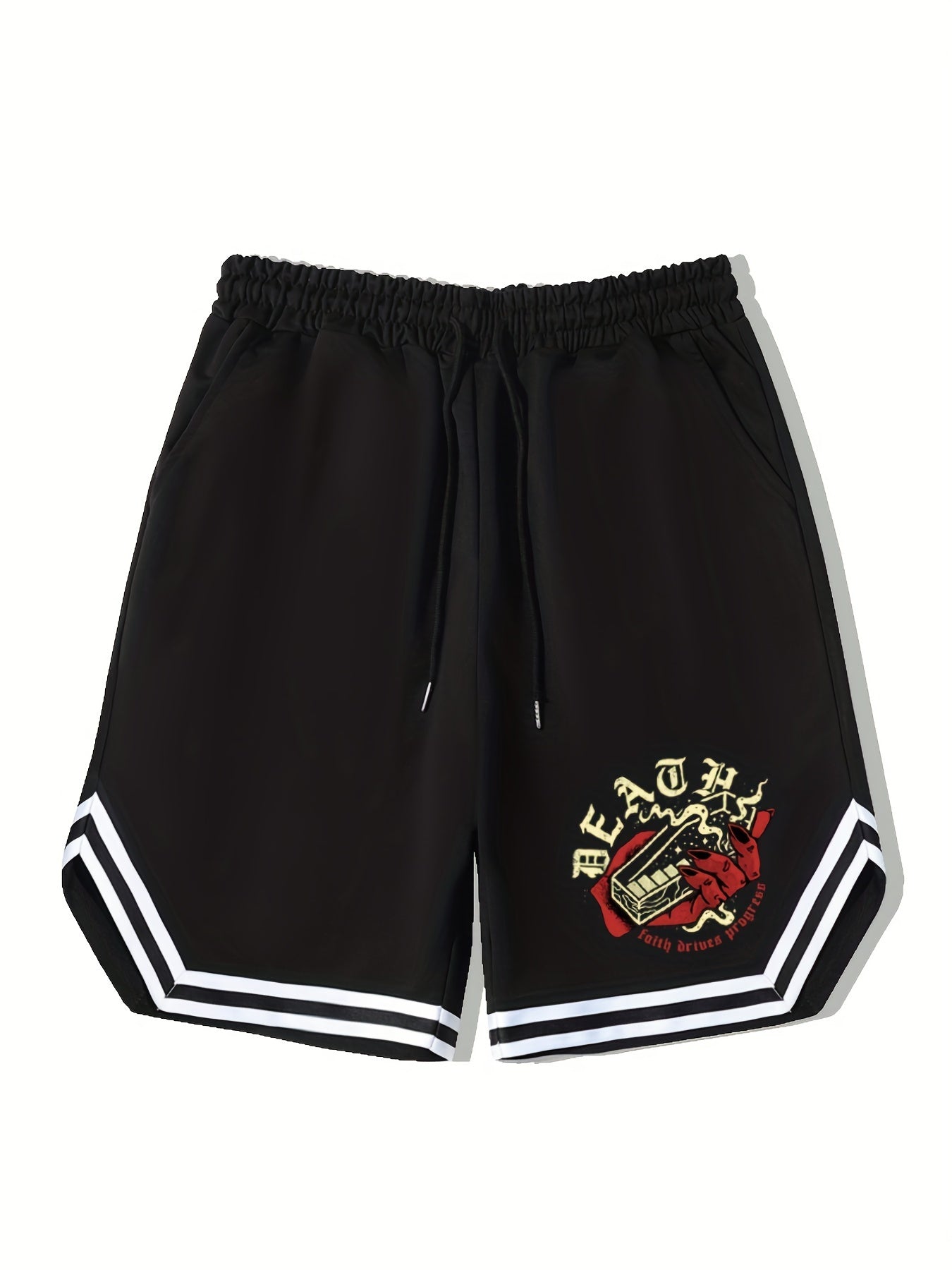 Men's Death Print Basketball Shorts - Casual Workout Shorts for Summer