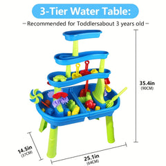 4 Tier Sand Water Table for Toddlers 46pcs Kids Water Table Splash Pond Toys Set