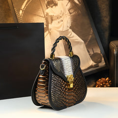Leather Snakeskin Crossbody Bag Green Golden Teal Grad