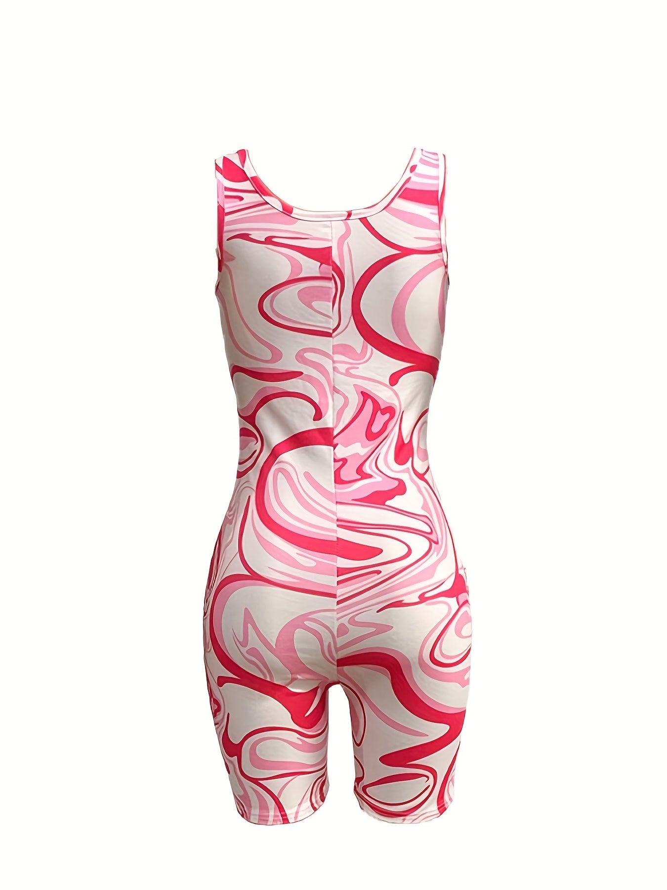 Casual Romper Women's Plus Fluid Print Round Neck