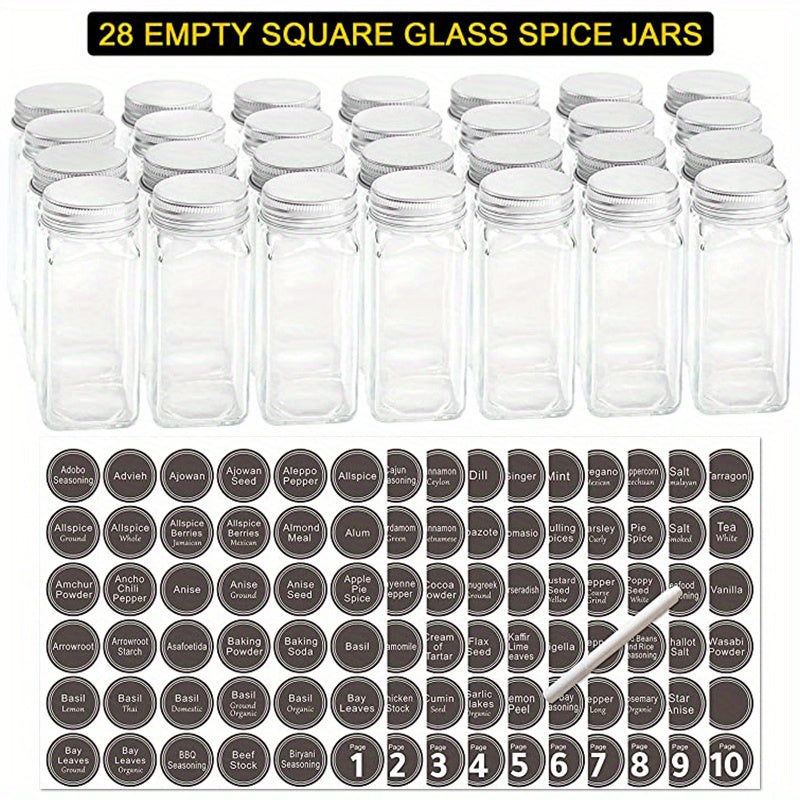 4 Tier Spice Rack with 28 Jars and Labels