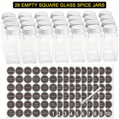 4 Tier Spice Rack with 28 Jars and Labels