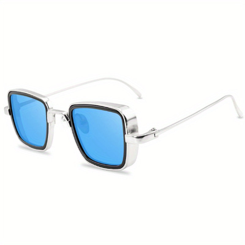 Men's Vintage Steampunk Polarized Metal Sunglasses Square Frame