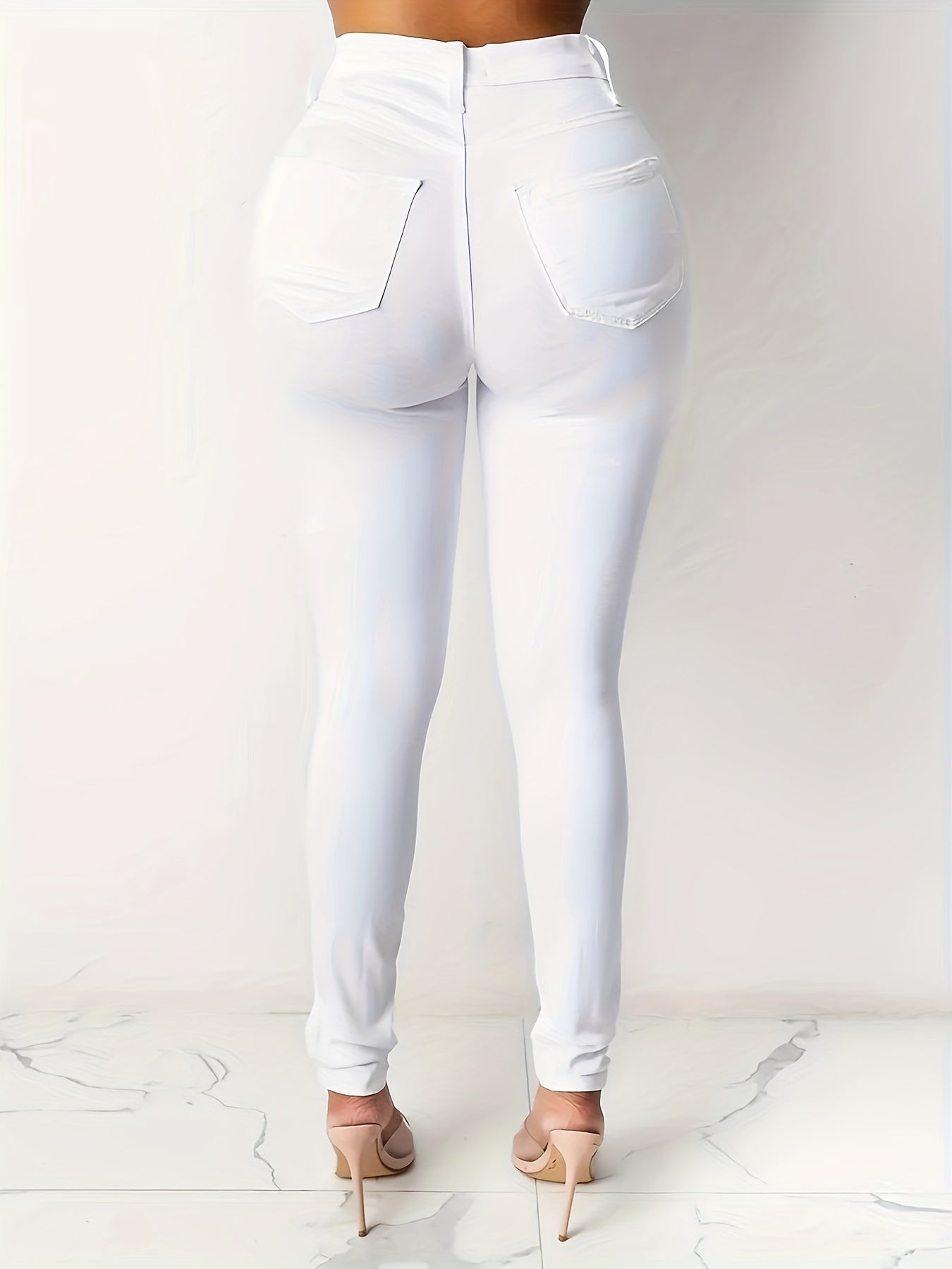 Button Fly Straight Leg High Stretch Slim Fit Jeans