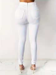 Button Fly Straight Leg High Stretch Slim Fit Jeans