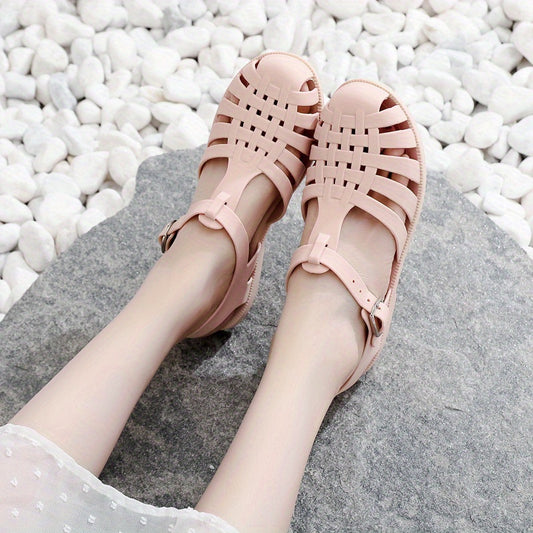 Women's Hollow Out Sandals Ankle Strap Solid Shoes