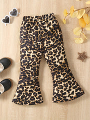 Girls Animal Print Bell Bottom Pants Elastic Waist Comfy Flared Pants
