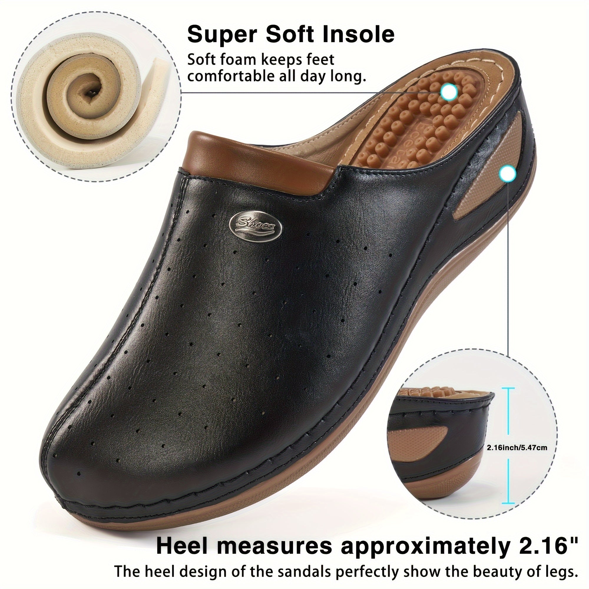 Massage Sports Sandals Faux Leather Round Toe Wear Resistance Non Slip Slides