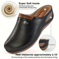 Massage Sports Sandals Faux Leather Round Toe Wear Resistance Non Slip Slides