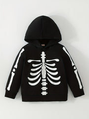 Boy's Skeleton Print Hoodie Stretch Breathable Sweatshirt