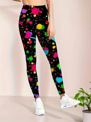 Graffiti Print Leggings Butt Lifting Yoga Pants