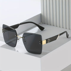 Rivet Decor Gradient Sunglasses UV400 with Case