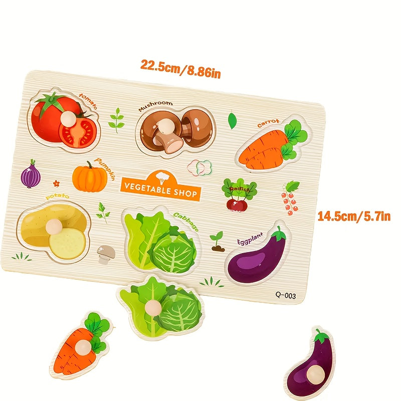 Educational Wooden Puzzle Set 4pcs Learning Toy Alphabet Numbers Animals Fruits