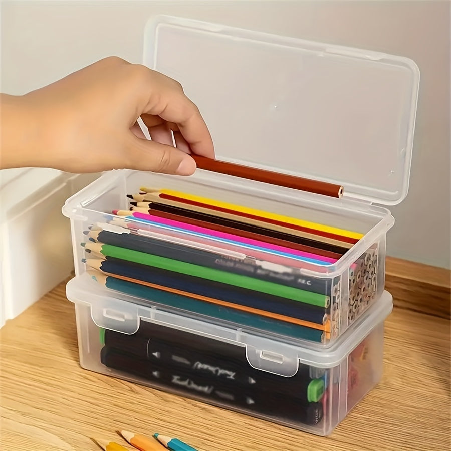 Transparent Pen Box Large Capacity Pencil Storage Box Pencil Bag Stationery Box