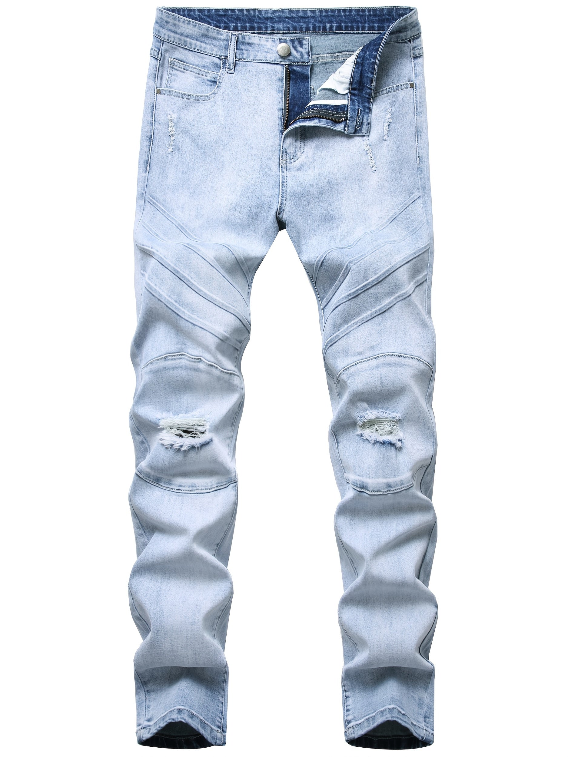 Men's Ripped Distressed Slim Fit Denim Jeans
