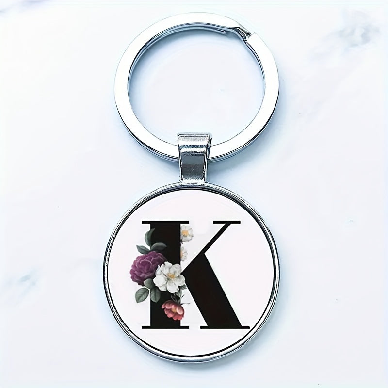 Letter Print Pendant Keychain Metal Alloy Key Chain Keyring Gift