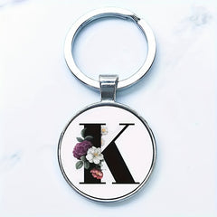 Letter Print Pendant Keychain Metal Alloy Key Chain Keyring Gift