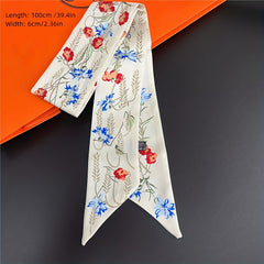 Printed Ribbon Scarf Silk Feeling Satin Neck Scarf