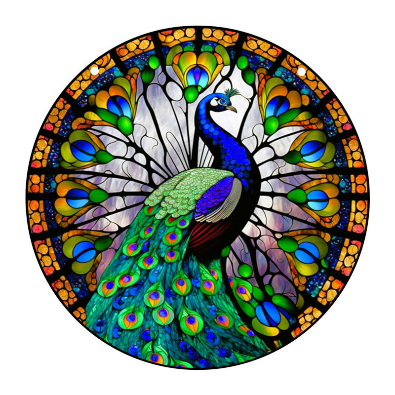 Peacock Suncatcher Stained Glass Window Hanging For Decoration