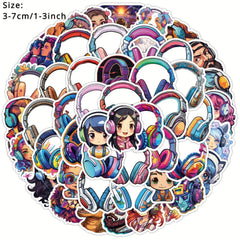 50pcs Headset Series Graffiti Stickers Waterproof DIY Creative Decorative