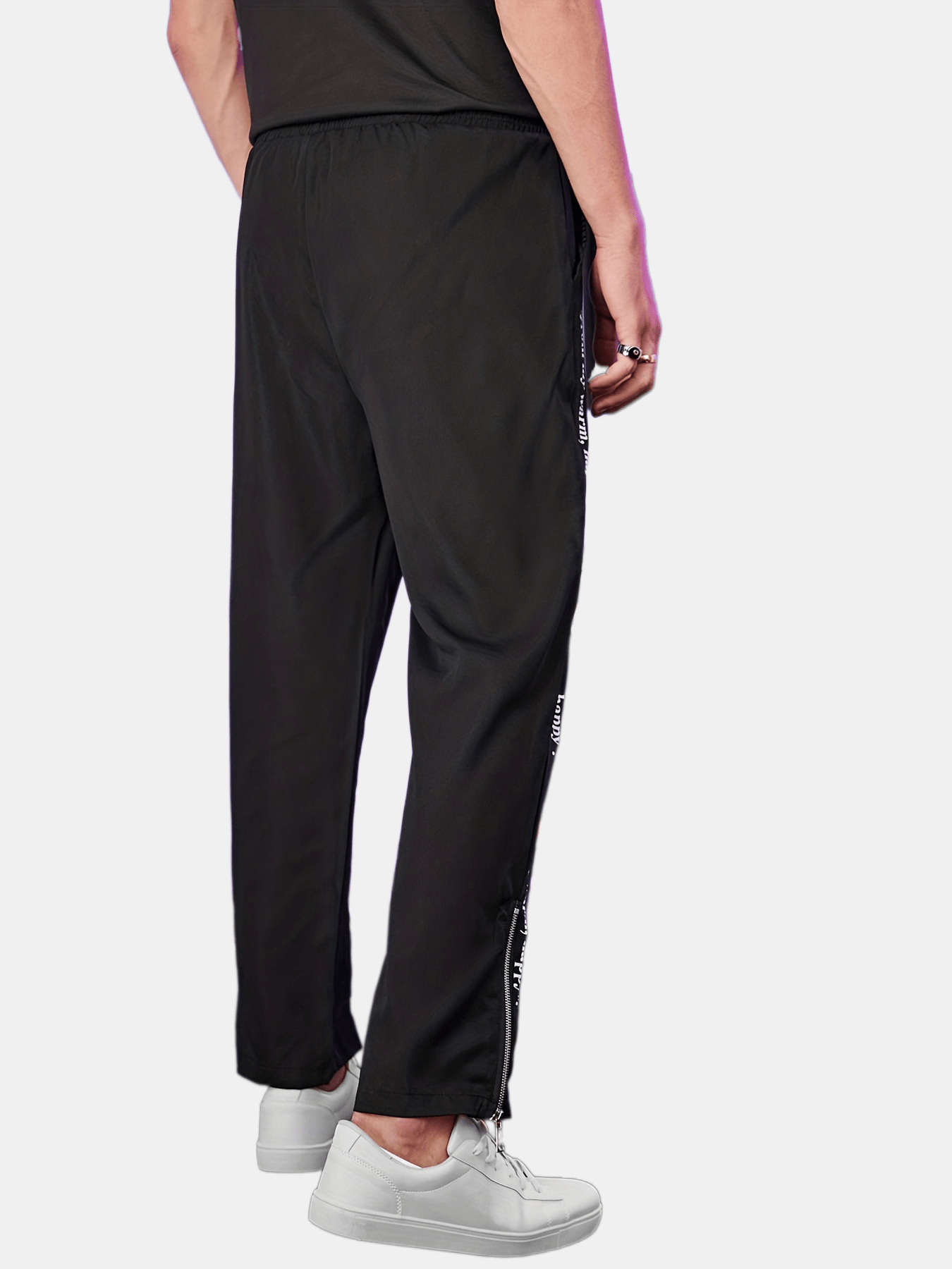 Men's Letter Pants Zipper Drawstring Pocket Casual Trousers