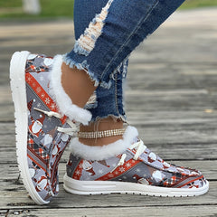 Women's Christmas Dwarfs Print Snow Boots Plus Plush Comfort Shoes