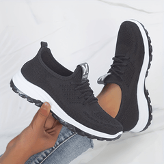 Women's Knitted Sports Shoes Lightweight Lace Up Low Top Running Shoes