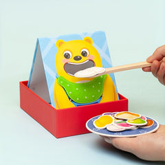KIZH Wooden Bear Feeding Game Fun Early Learning Toy for Youngsters