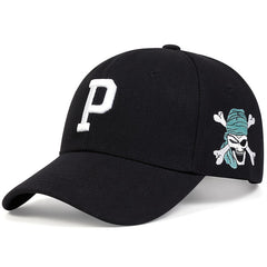 Men's P Letter Pirate Embroidered Baseball Cap Outdoor Sun Hat