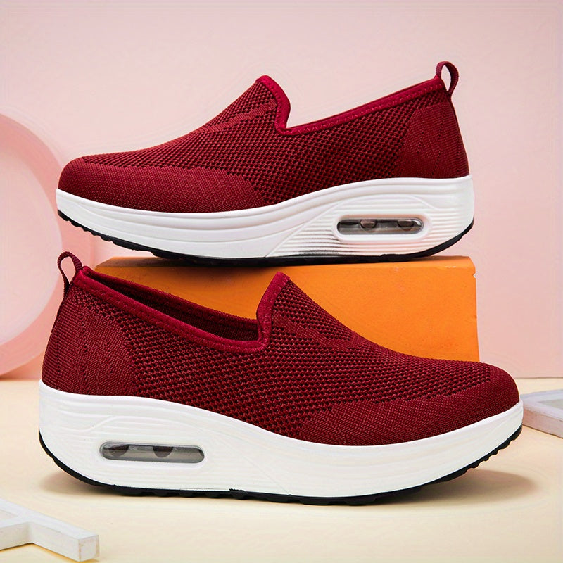 Women's Slip On Mesh Sneakers Air Cushion Shoes Non slip Platform