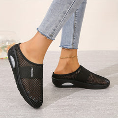 Solid Mesh Sports Slippers Air Cushion Backless Sandals Women Footwear