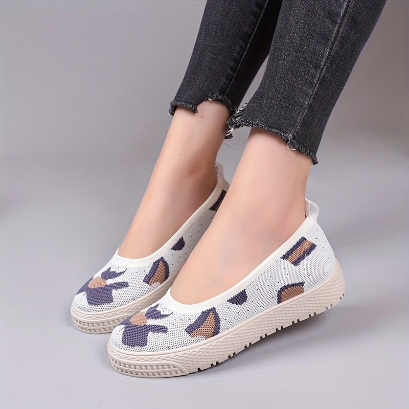 Women's Breathable Knit Loafers Low Top Shoes