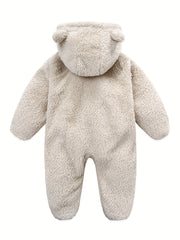 Baby Plush Polar Fleece Jumpsuit With Rabbit Ears