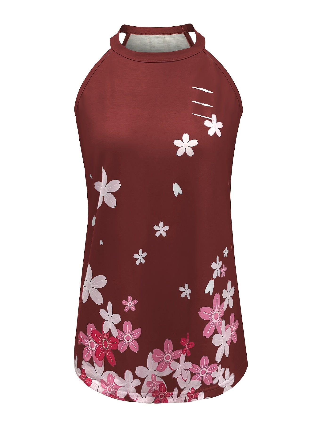 Floral Graphic Halter Tank Tops Summer Sleeveless Shirts Women's Clothing