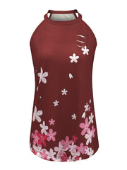 Floral Graphic Halter Tank Tops Summer Sleeveless Shirts Women's Clothing
