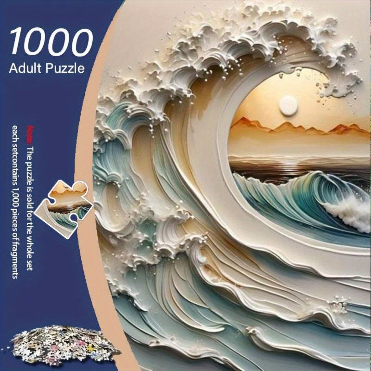3D Wave Puzzle - Sunset Mountains & Seas - Adult Size