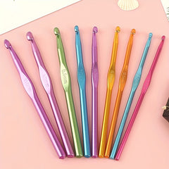 Colorful Aluminum Crochet Hooks Set 2mm-10mm Craft Yarn Knitting Needles Kit