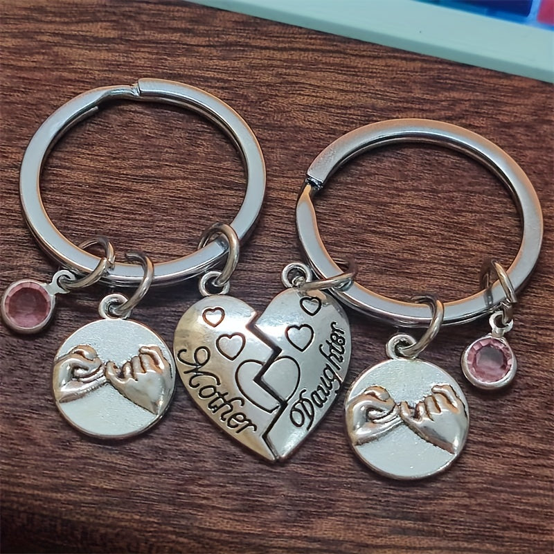 Heart Puzzle Hand In Hand Mother Daughter Keychain Set