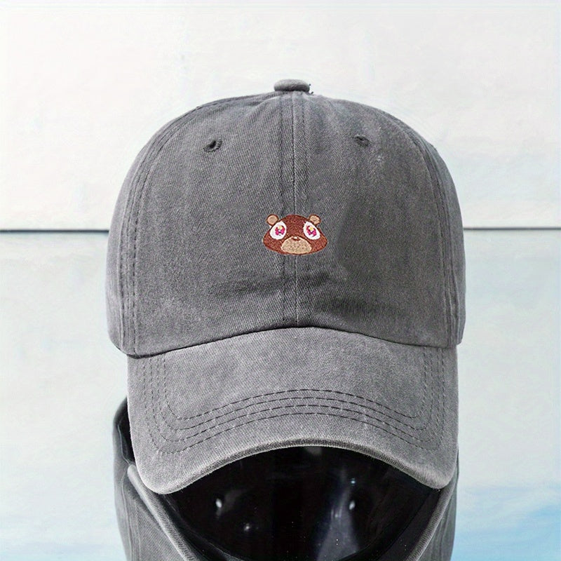 Squirrel Embroidery Distressed Baseball Cap
