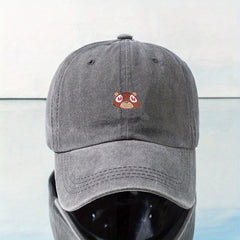 Squirrel Embroidery Distressed Baseball Cap