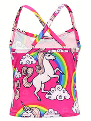 2pcs Toddler Girls Unicorn Swimsuit Tankini Set Kids Beach Bathing Suits