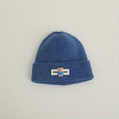 Windproof Knit Beanie Hat with Toy Bear for Men and Women