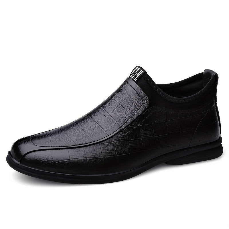 Men's Leather Plaid Loafer Shoes Wear resistant Non Slip Casual Shoes