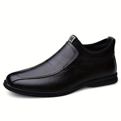 Men's Leather Plaid Loafer Shoes Wear resistant Non Slip Casual Shoes
