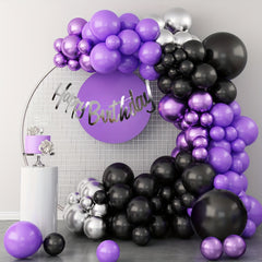 Purple Balloon Garland & Metallic Silvery Balloon Arch Kits
