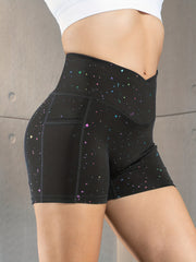 Women's Star Print Cross Waist Yoga Shorts Sexy Skinny Comfortable for Fitness