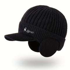 Men's Knitted Warm Cap with Earmuffs for Winter Outdoor Cycling