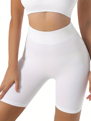 Ribbed High Waist Control Yoga Shorts for Women