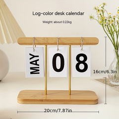 Modern Wooden Manual Flip Hanging List Calendar Office Desktop Decorations