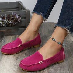Rose Red Loafers Soft Sole Lightweight Non Slip Flat Boat Shoes